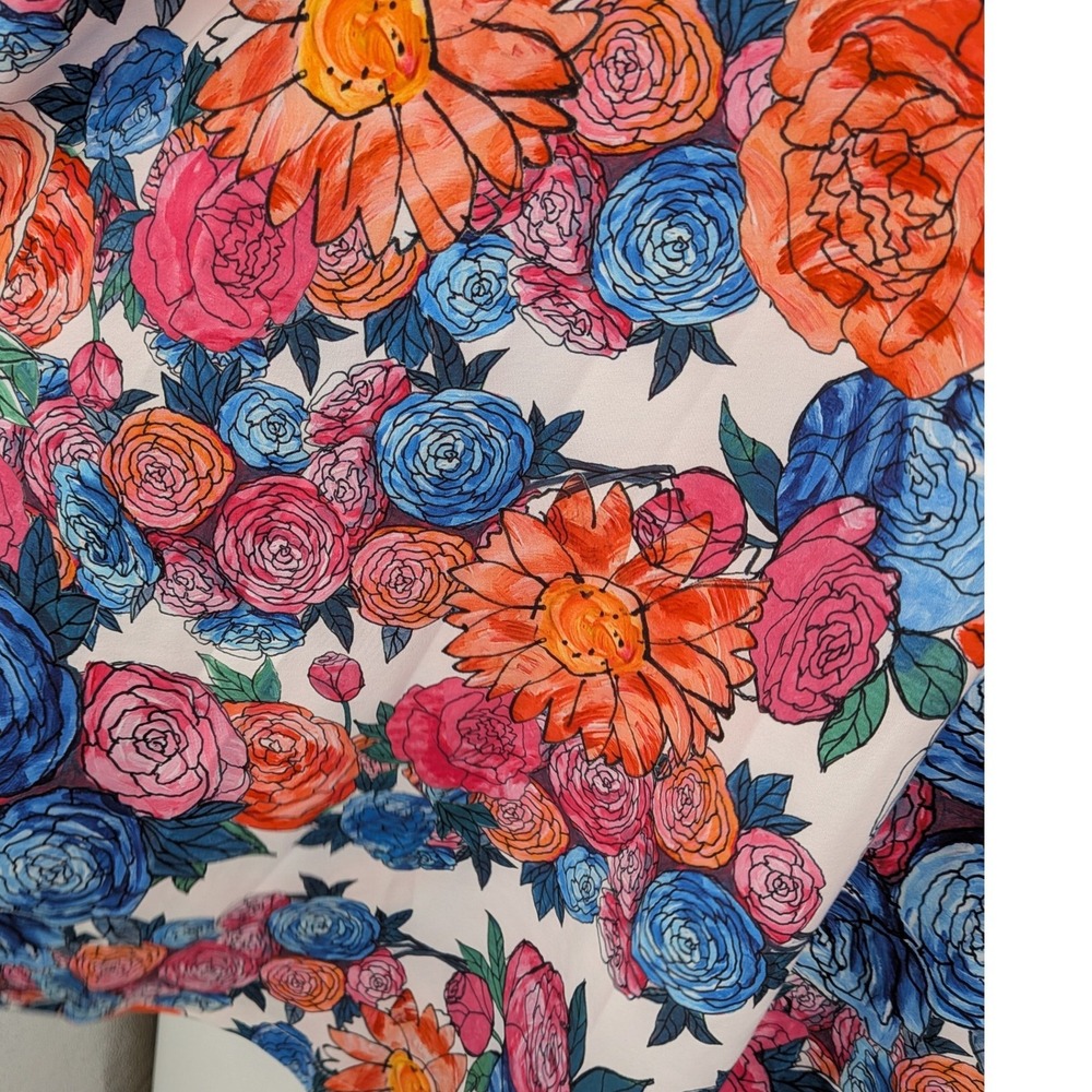 Boho Cottage Tradwife Belle Poque Floral HighWaist Button Pockets XL Midi Skirt - Picture 7 of 11